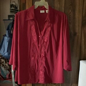 Covington Red Button Down Shirt with Notched Collar